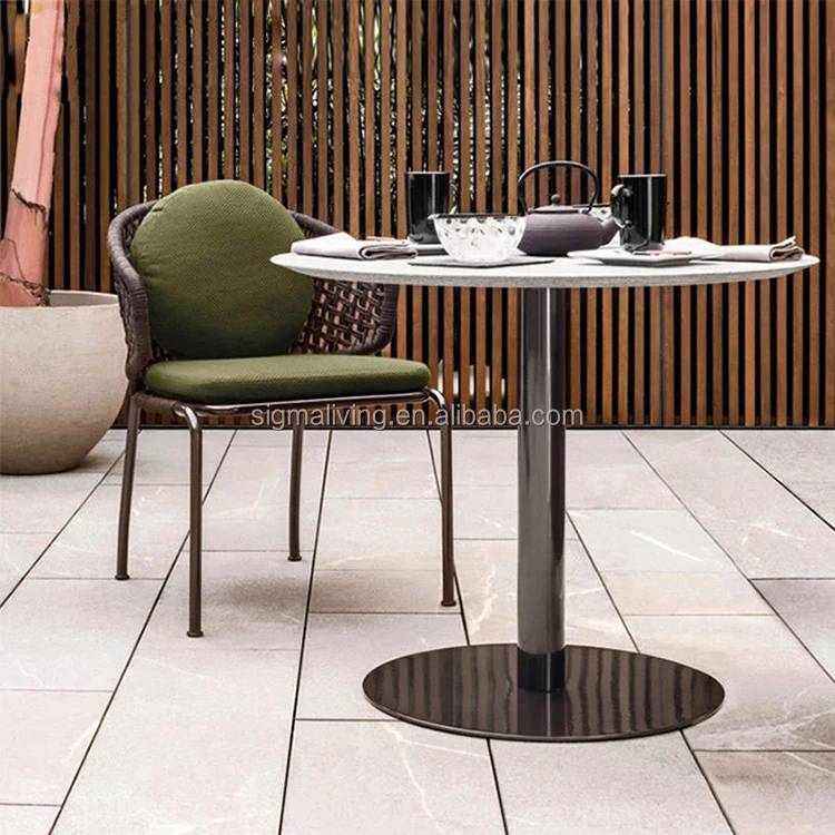 Modern Nordic outdoor garden furniture courtyard small coffee table and woven rope chair sectional