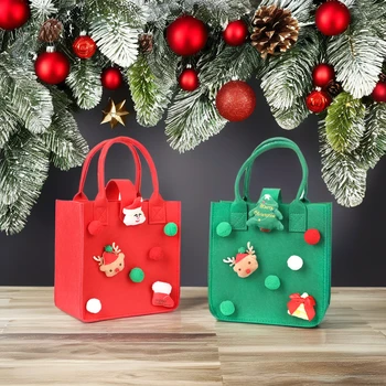 New Christmas Candy Gifts Bag Eco Friendly Felt Shopping Tote Bag Cute Christmas Decoration Supplies Christmas Gift Bags