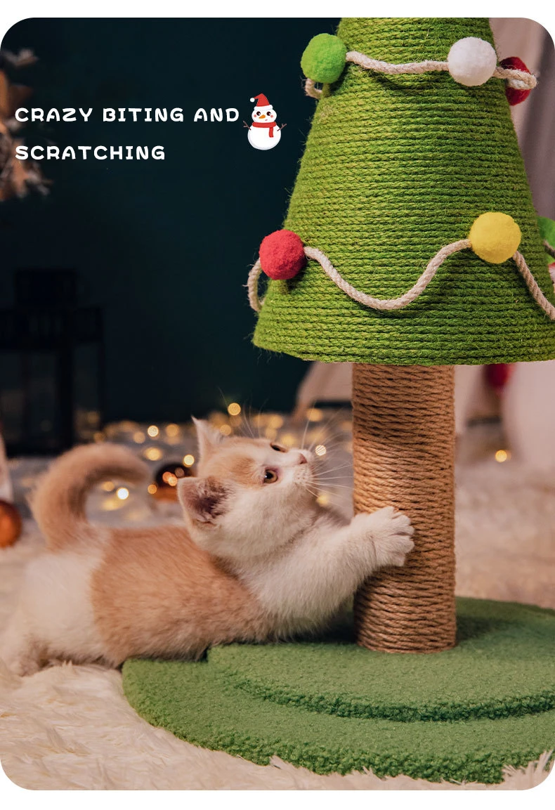 Christmas Cat Climbing Scratching Board Cute Design Cat Scratching Tree Frame Wear-resistant Sisal Cat Scratching Toy factory