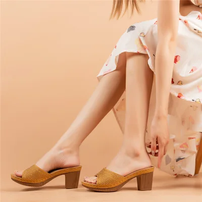 Slippers women casual high-heeled rhinestones wear women's sandals overseas
