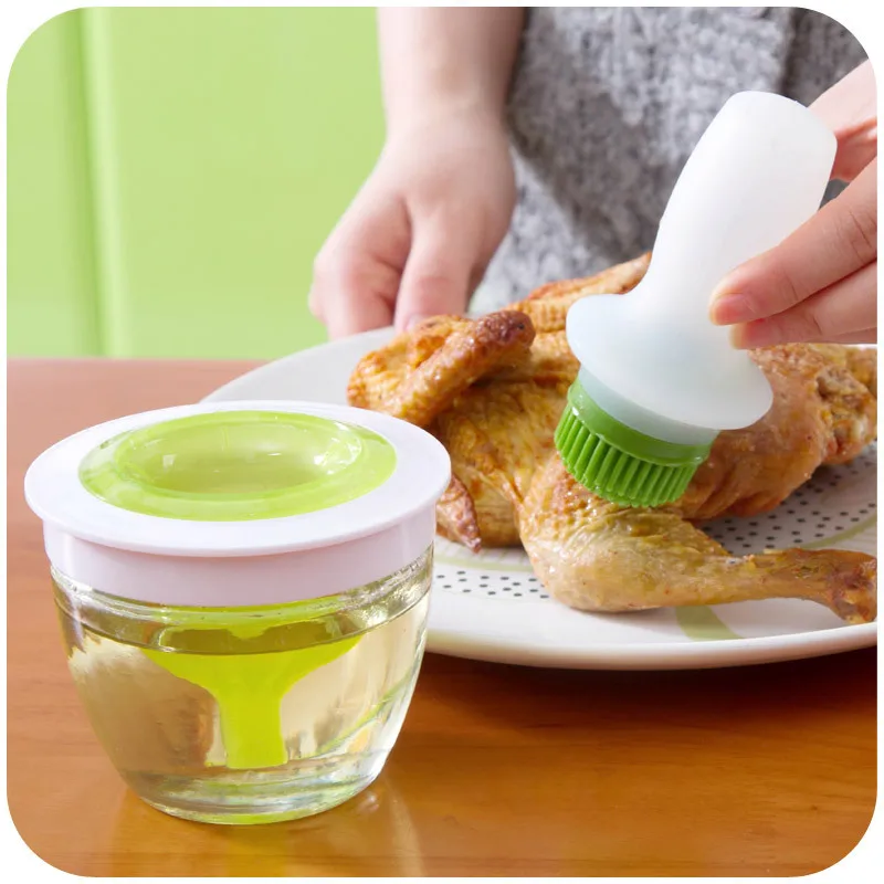 BBQ Korean Style Silicone Food Grade Oil Brush & Bottle Set with Glass Pot for Outdoor Barbecue and Kitchen Use details