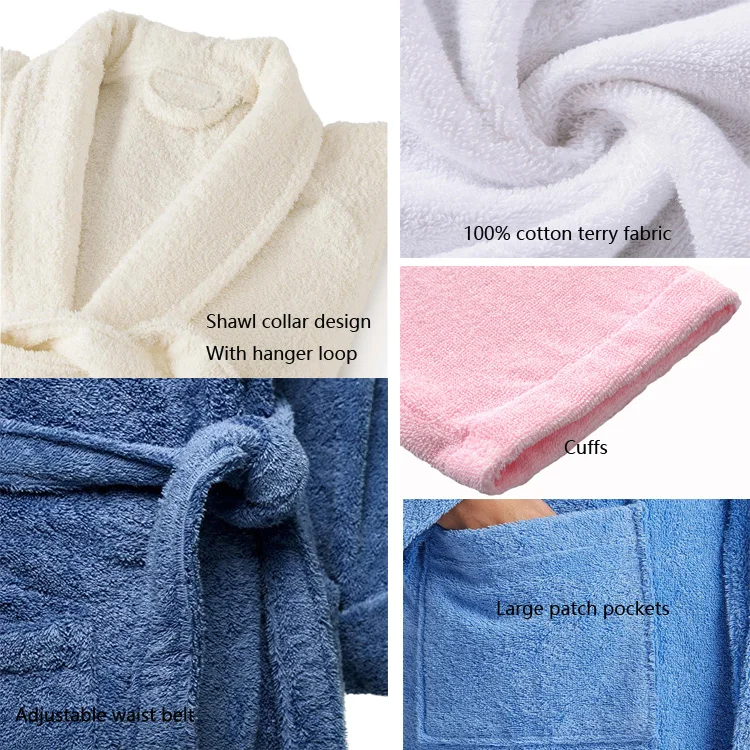 luxury bathrobe spa bath robe customized 100% cotton towel bathrobe for man and women hotel bathrobe set