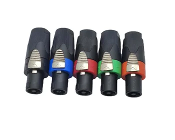 4 Pole xlr Male Connector Audio Adapter Audio Jack Plug gold plating Pins Locking blue Speakon for the  Microphone cable plug