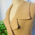 2021 Fashion Ladies Office Dress Double Breasted Sleeveless Dress With Turn Down Collar