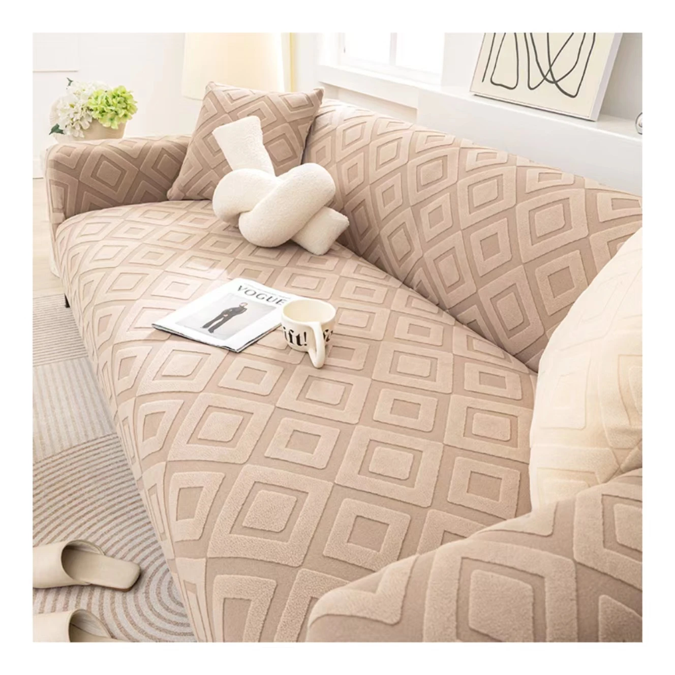 Thickened jacquard sofa cover knitting stretchable 3 seater covers for sofa customized removable cover