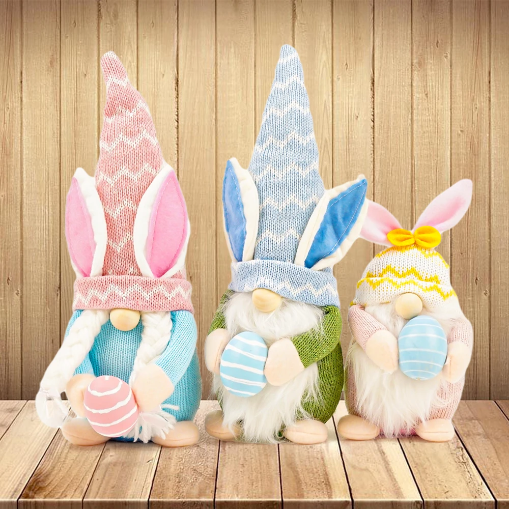 Wholesale Pink Bunny Decoration Craft Gnome Easter Decorations Toys Easter Plush Bunny Gnome Easter Decorations