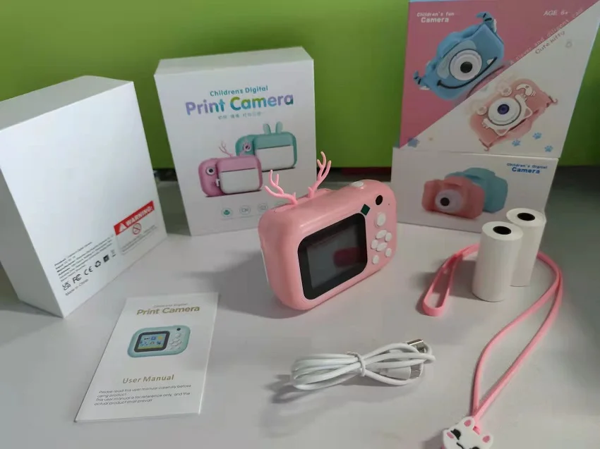 Digital Zero Ink Video Camera with 3 Rolls Print Paper Upgrade Selfie Kids Printomatic Digital Instant Print Camera