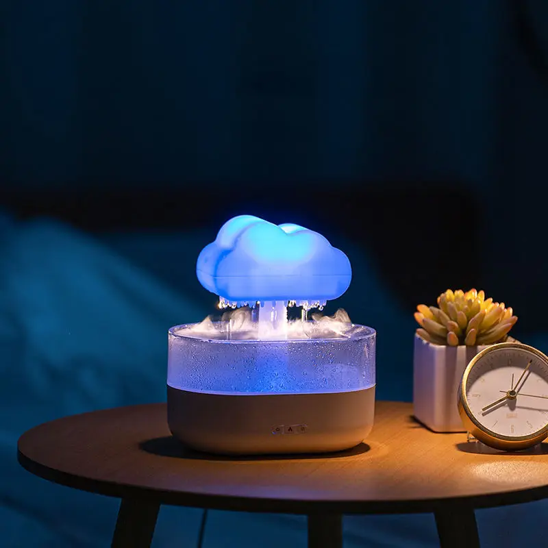 Home Raining Cloud Lamp Mushroom Water Diffuser Purifiers Rain Fall Drop Humidifier With Led Night Lights