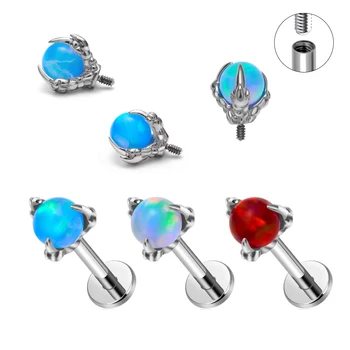 Professional Piercing G23 Titanium 16G Ball Opal Nose Lip Ear Stud Earrings Women Helix Tragus Cartilage Body Jewelry