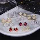 Earrings Zirconia Earrings Korean Custom Earrings Cubic Zirconia 18k/white Gold Plated Stud Earrings Women