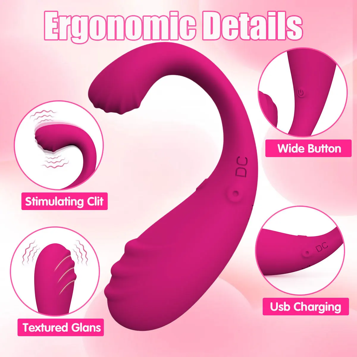 Maia TEGAN USB Rechargeable Jumping Vibrating Dong With Remote 23.6cm Pink
