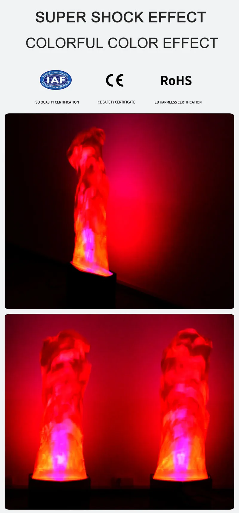 Double Blower 1.5m Silk Cloth Fire Flame Light LED DJ Stage Disco Holiday Background Red Electric Fake Flame Effect Machine