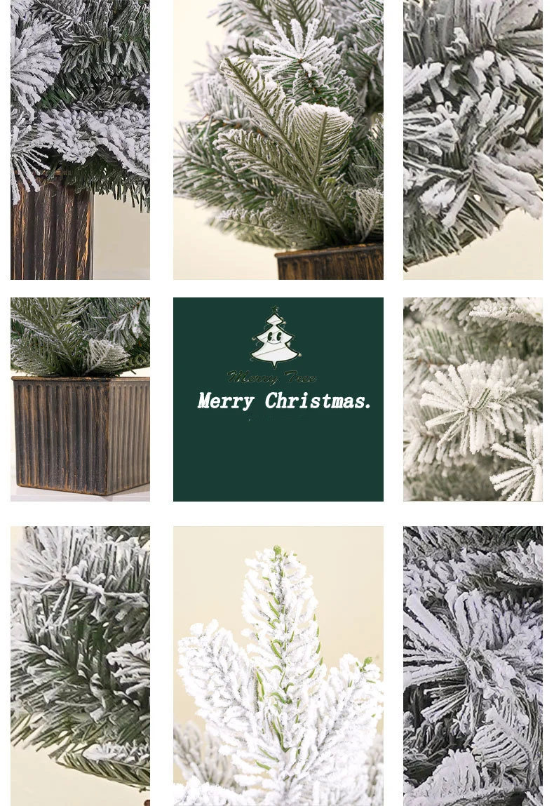 Wholesale 60cm Artificial Customized Artificial Snow Flocked PVC Christmas Tree for Holiday Home Christmas Table Top Decor manufacture