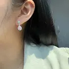 Genuine Jewelry Fashion Pink Diamond Genuine Gemstone Geometric Earrings Jewelry For Girls