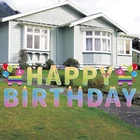 Customized Lawn Happy Birthday Letter Yard Sign With Stake Plastic Holiday Signs Colorful Holiday Signs