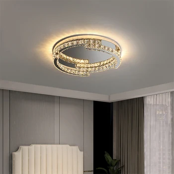Decorative Lighting Crystal LED Dimmable Modern Round LED Ceiling Light for Living Room Dining Room Bedroom