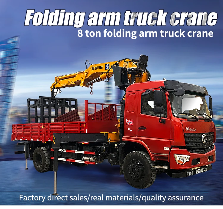 Ton Camion Grua Folding Arm Hydraulic Remote Control Crane