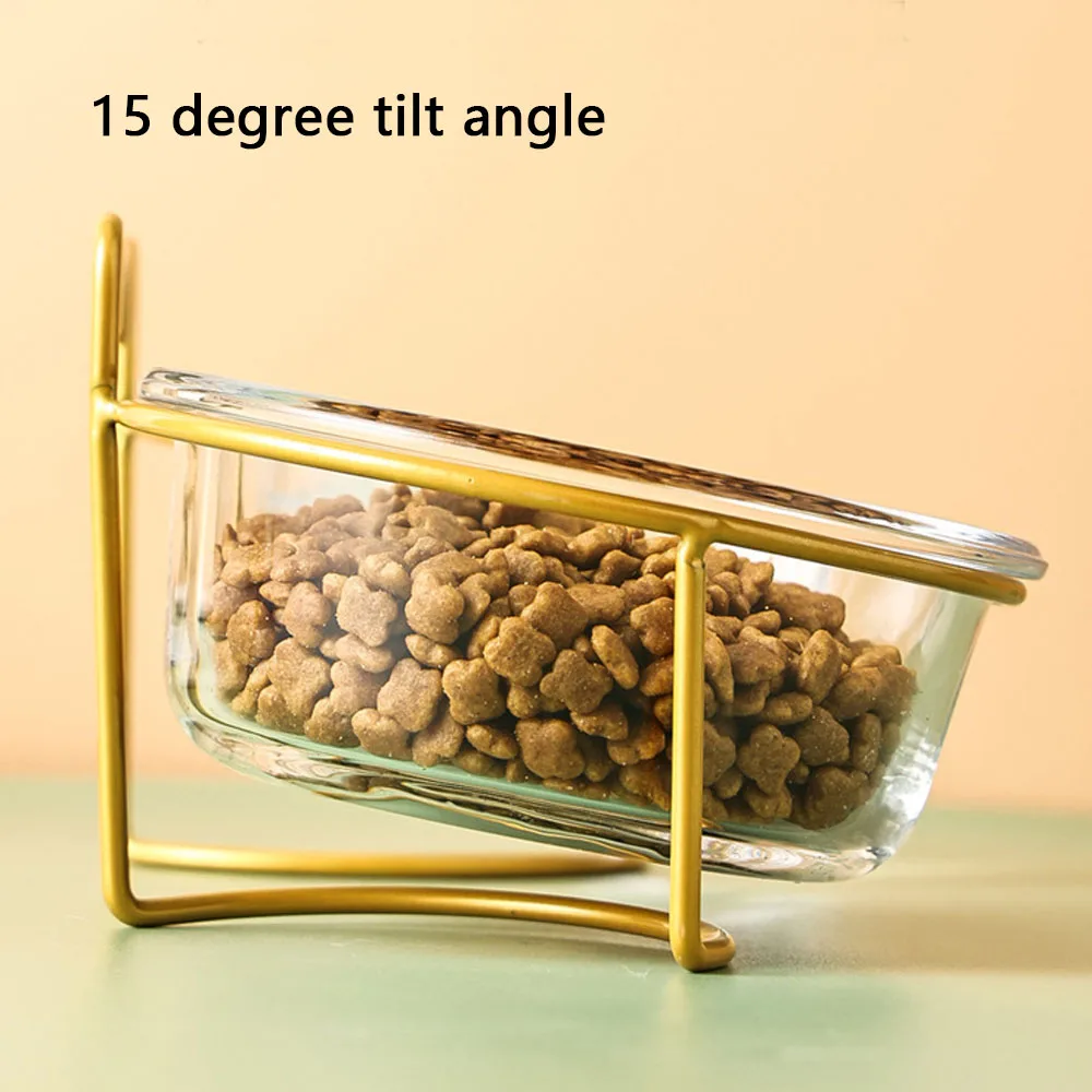 15 degree tilt angle of sustainable glass cat bowls