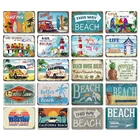 Tin Metal Posters Beach Metal Signs Vintage Surfing Metal Posters Beach Home Decor Sign House Wall Decor