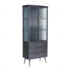 Bookcase Bookcase Industrial Furniture French Bookcase Glass Display Showcase Iron Black Shelf Bookcase