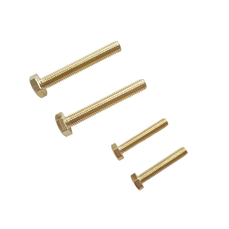 Wholesale DIN933 Full Thread Brass Long Hex Bolt DIN931 Copper Hexagon Bolt manufacture