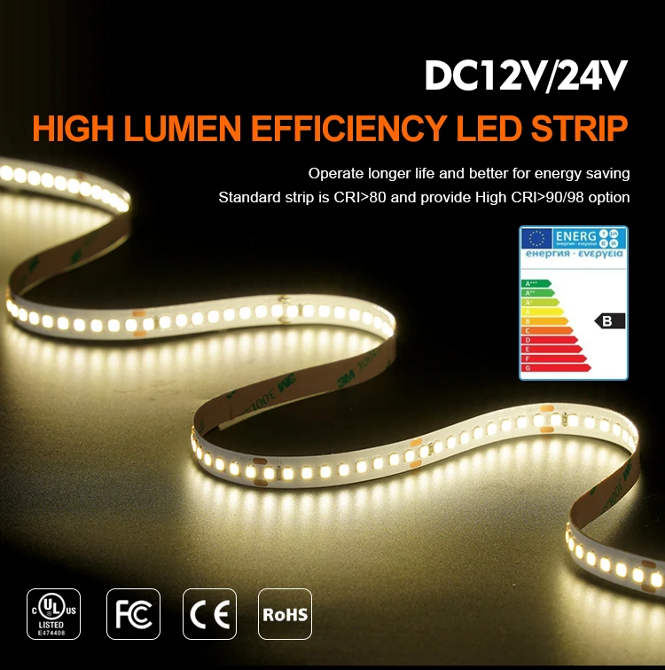 Flexible LED Light Strip SMD2835 DC24V 180LED/M 10MM Width 14W/M Living Room Bedroom Led Strip Light factory