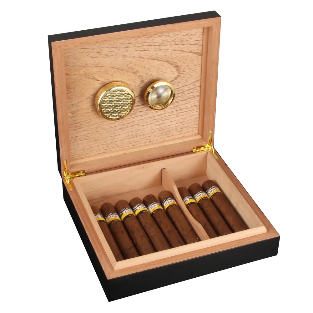 Engraved Glass Top Cigar Humidor, Groomsmen Gift Set, Wood Gift Box