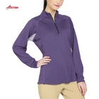 Low Sleeve New Promotion Low Price Half Zipper Equestrian Wear Solid Color Women Sport Long Sleeve