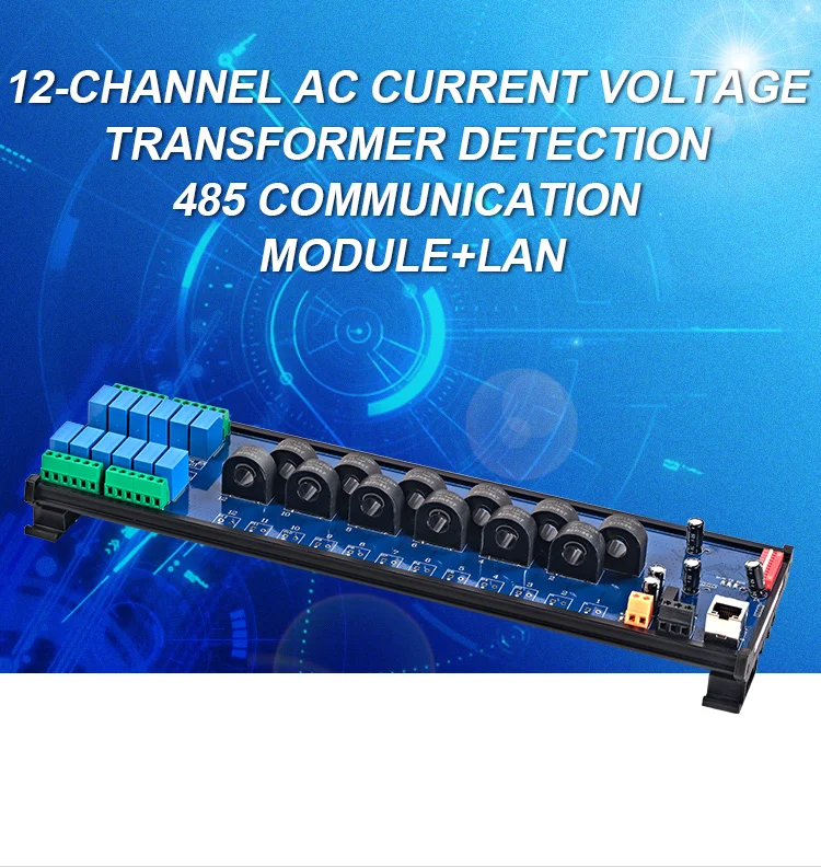 product huaqingjun 12 channel rs485 ethernet ac current voltage transformer detect module modbus rtu modbus tcp acquisition module913-2