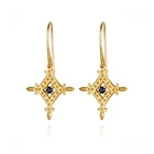 Sapphire Earrings Gemnel 925 Sterling Silver European And American All-match Fashion Sapphire Corin Huggie Earrings