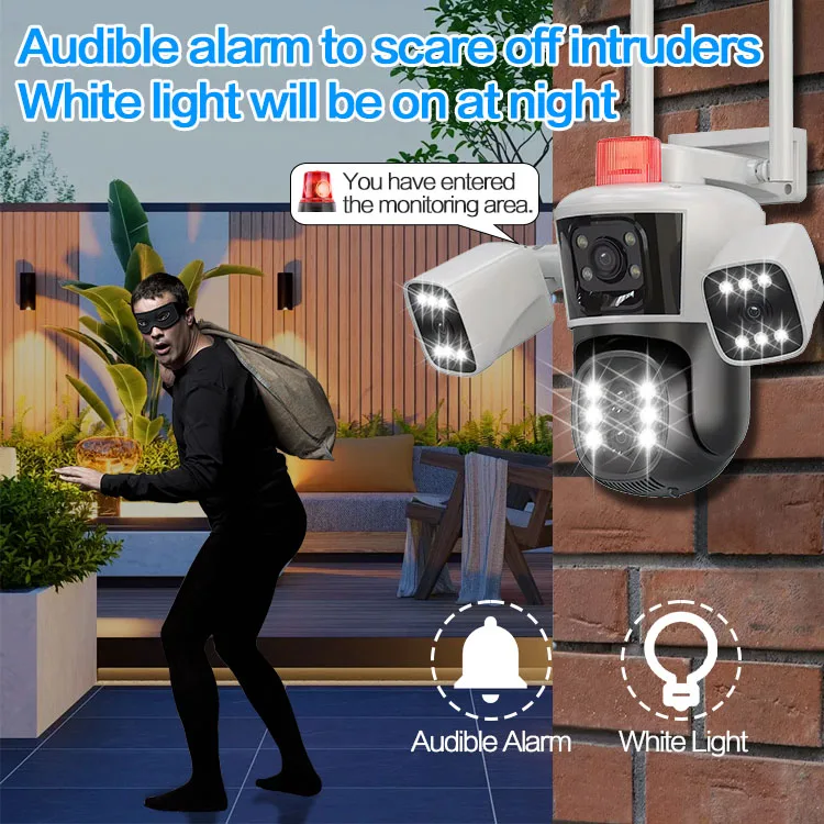 5-Lens Four-Screen 10x Zoom Outdoor Cctv Surveillance Wifi Wireless Ip Intelligent Alarm Security Gun Ball Camera