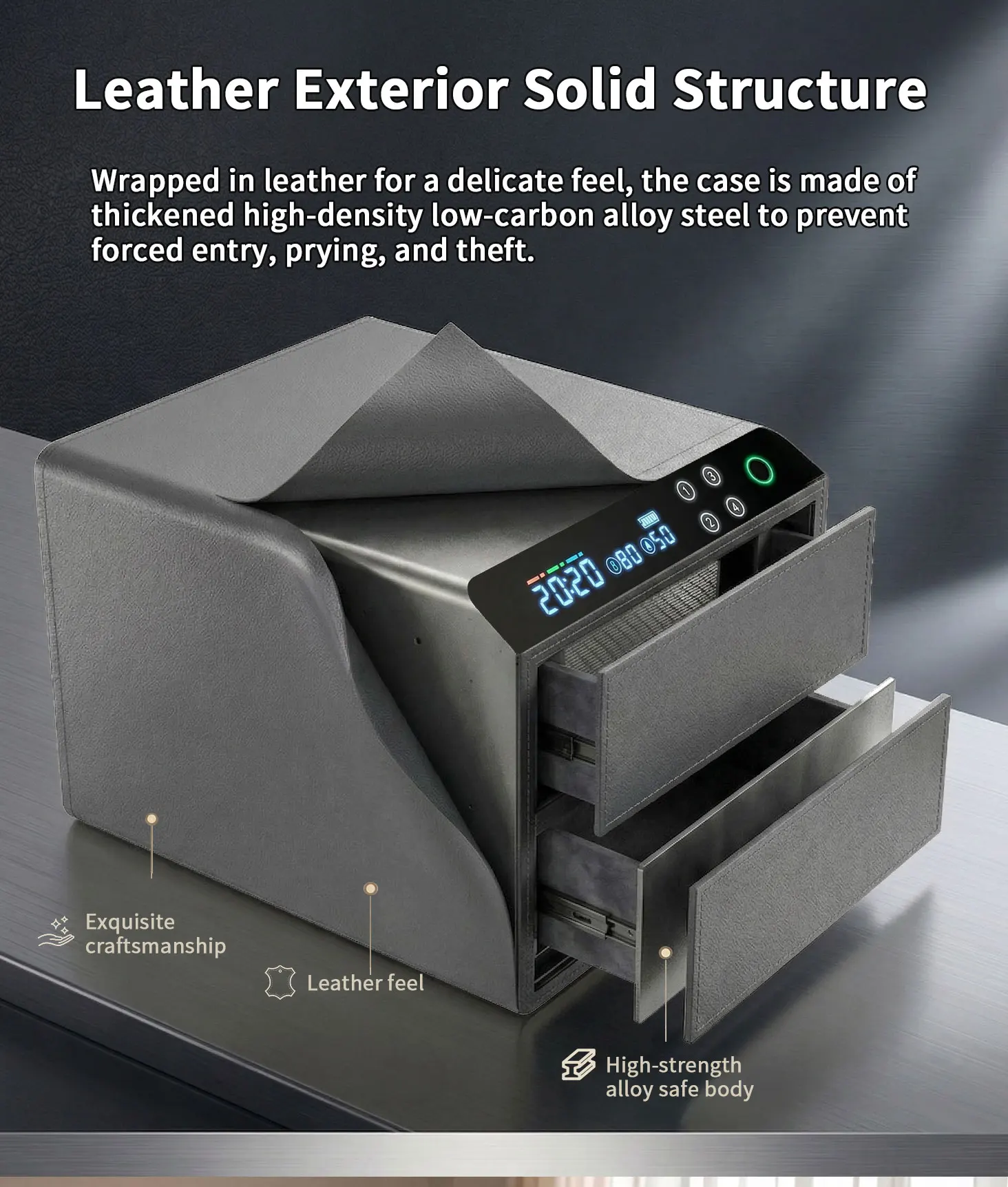 dr 1273 ft ceqsaffe factory best selling jewelry safe household anti theft small intelligent fingerprint safe box 4 drawers storage safe-8