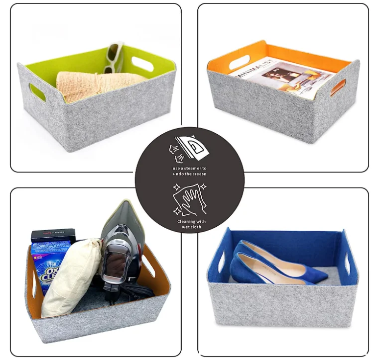 Welaxy Storage Baskets Collapsible Felt Storage Box with Handles for Kids Toys pet Toy Books Clothes Makeup Junk