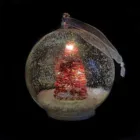 Hanging Decoration Glass Hanging Bauble With Plastic Tree And Artificial Snow Inside For Indoor Decoration