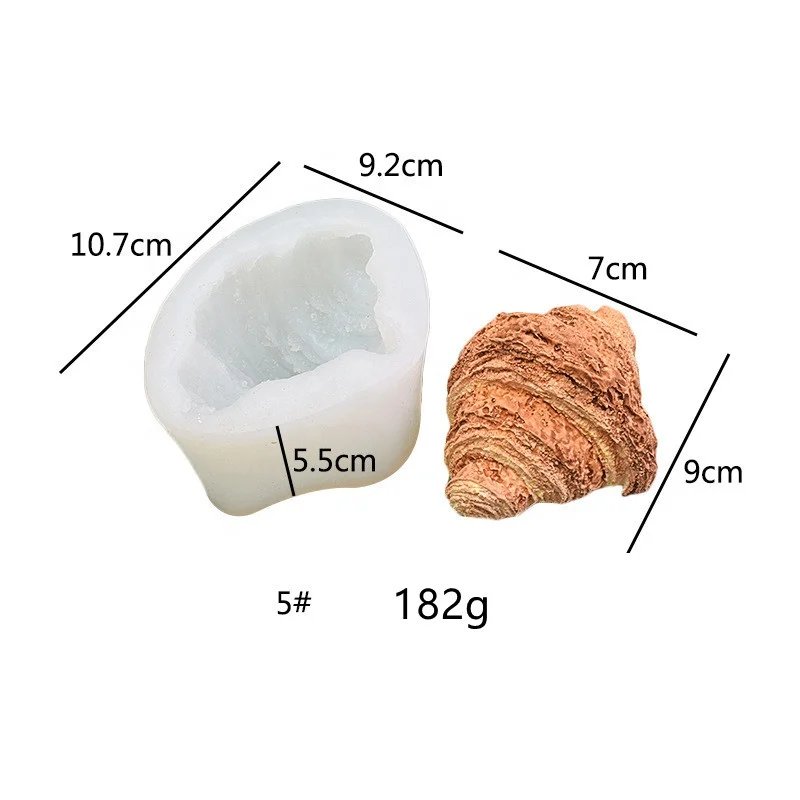 3D Artificial Bread Biscuit Shape Candle Moule Fondant Cake Chocolate Silicone Croissant Mold  Resin Baking Mould Tool
