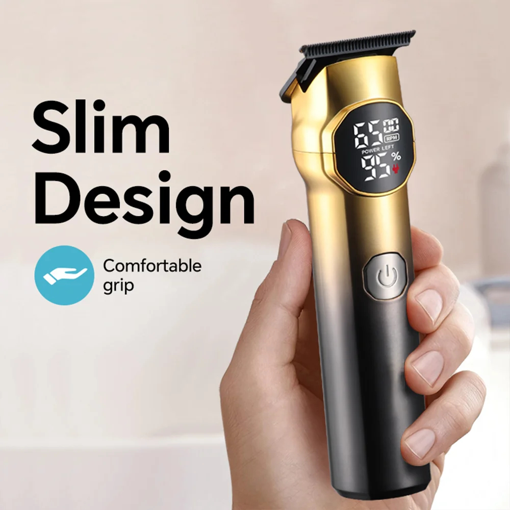 New Rechargeable Stainless Steel Blade Electric Beard Trimmer with Adjustable Lengths and LCD Display for Household & Hotel Use details