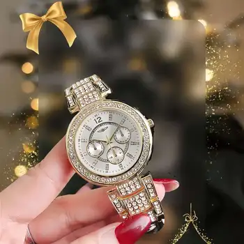 Factory Custom lady luxury designers watches stainless steel waterproof quartz movement diamond women classic chronograph watch