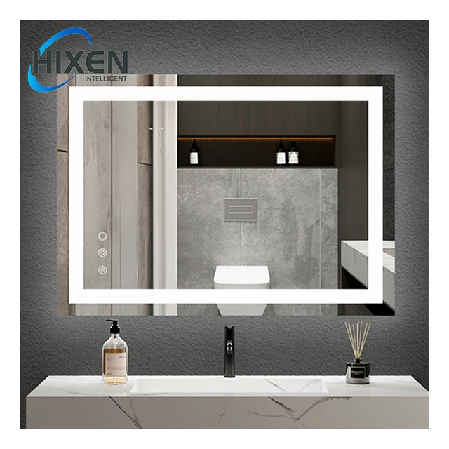 HIXEN factory direct touch screen hotel bathroom smart led warm/white/natural mirror