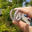Silver Hoop Earrings Silver Bling Diamond Hoop Earrings For Women