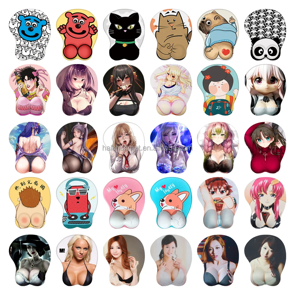 Custom Ergonomic D Cute Cartoon Mouse Pads Silicone Gel Nude Ass