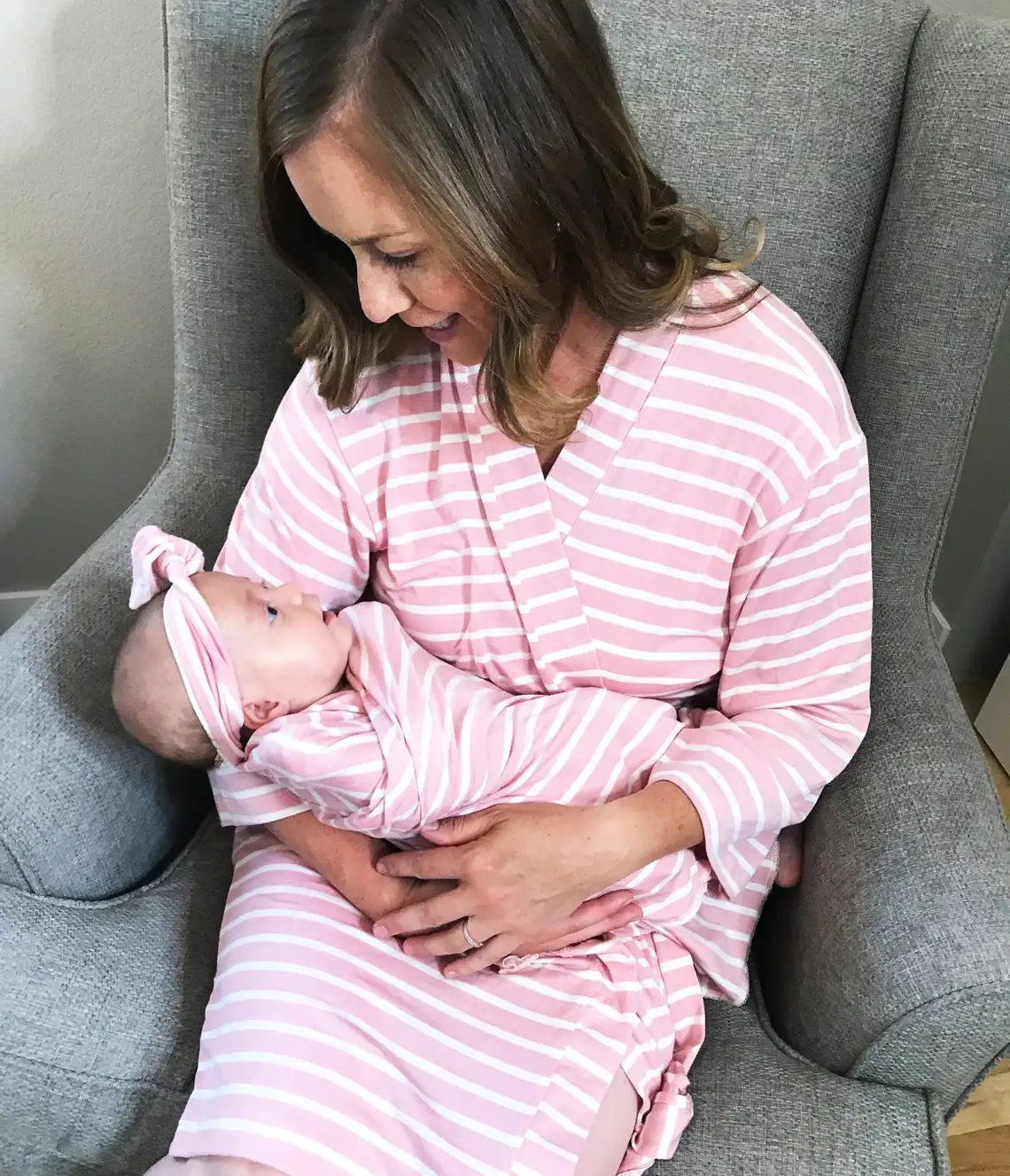 Women's robe baby swaddle blanket set mom maternity pajamas robe for hospital