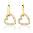 Earrings Fashion Gold Multi Colors Zircon Earrings Trend 2021 Copper Heart Stud Earrings For Gift