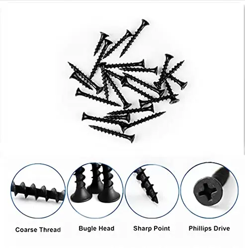 China Manufacturer Sale  M3.5 25-50mm 60pcs Steel Drywall Screws Set Black Coarse Threaded Construction Screws details