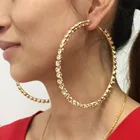 Wedding Hoop Luxury Wedding Party Exaggerated Big Hoop Earrings For Women Rhinestones Statement Hoop Clip On Earrings