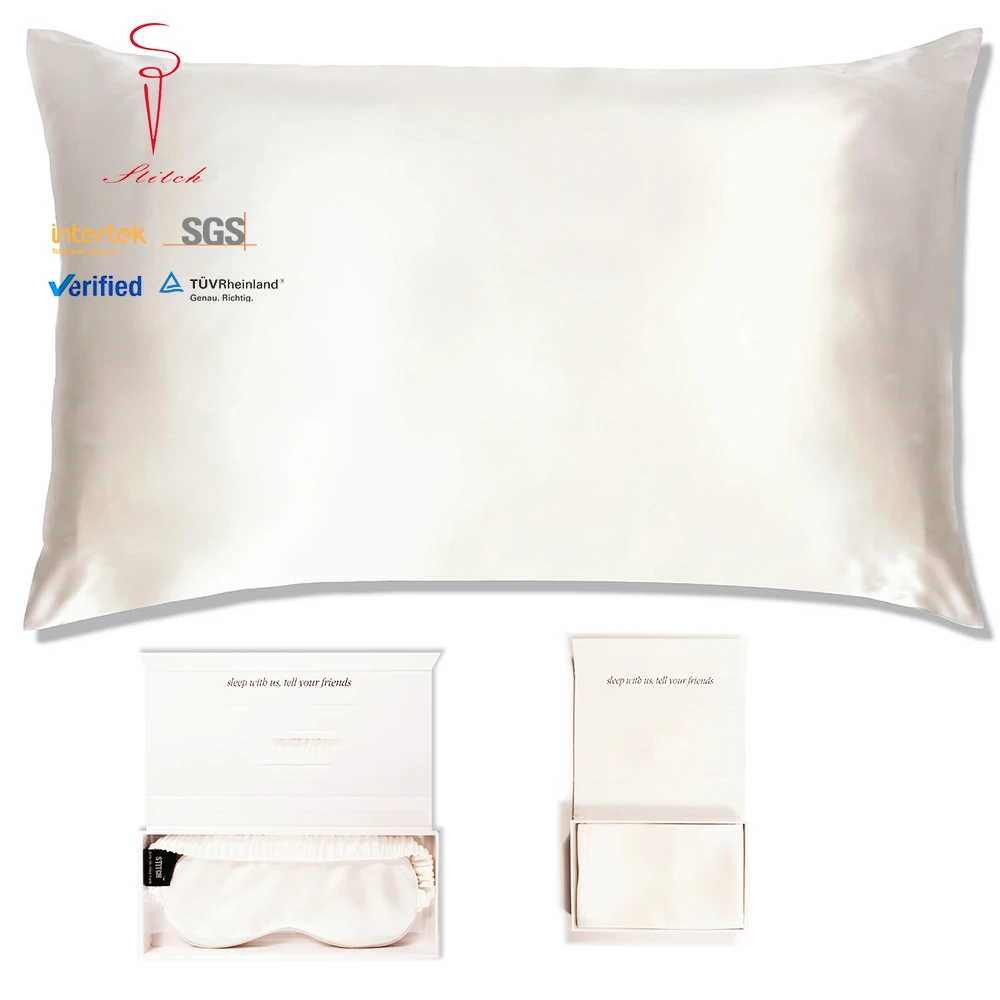 Wholesale Pure natural 100% Mulberry Silk Pillowcase for Hair and Skin,Both Side Silk Pillow Case and eye mask sets