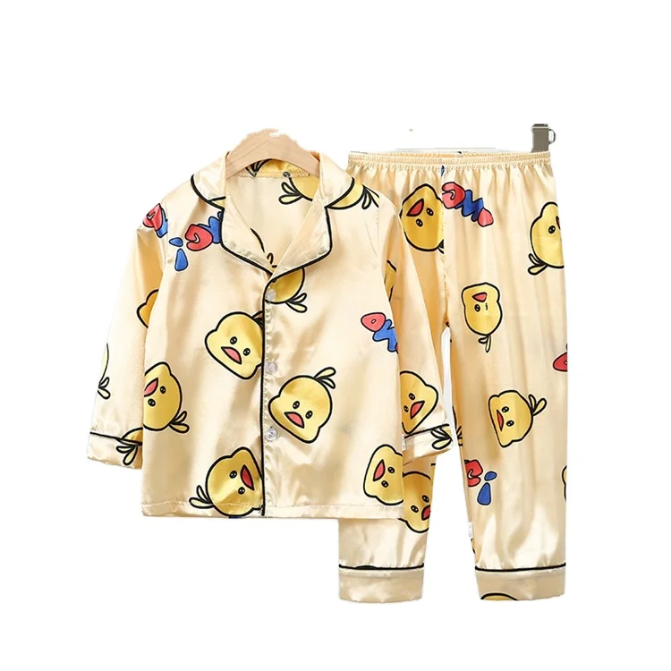 Kids Girl Silk Pajamas Sleepwear Children Clothes Girl Clothes 2 Piece Kurta Pajama Designs For Girls