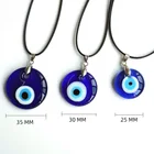 Turkish Turkish Blue Eyes Glass Pendant Necklace With Simple Wax Thread