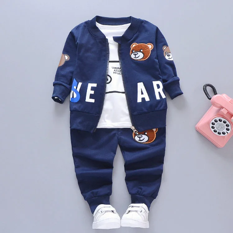 Autumn new t-shirt coat sweatshirt 3-piece set kids clothing suit baby boys girls clothes