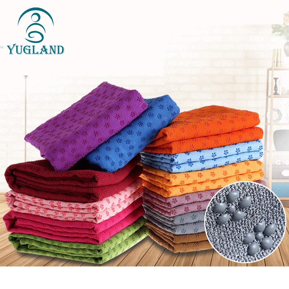 yugland Quick Dry Non Slip Hot Yoga Towel With Corner Pocket Silicon ant cloth non slip yoga mat quick dry towel