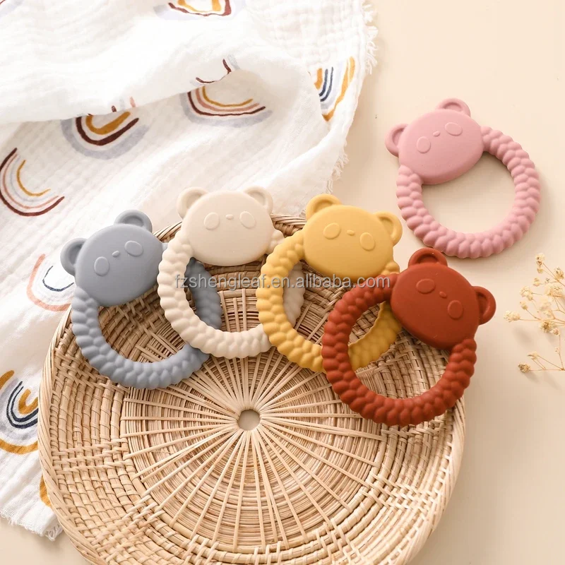 product unisex newborn baby accessories food grade silicone teether pacifier ring bpa free rattles bracelet cartoon teething toys-8